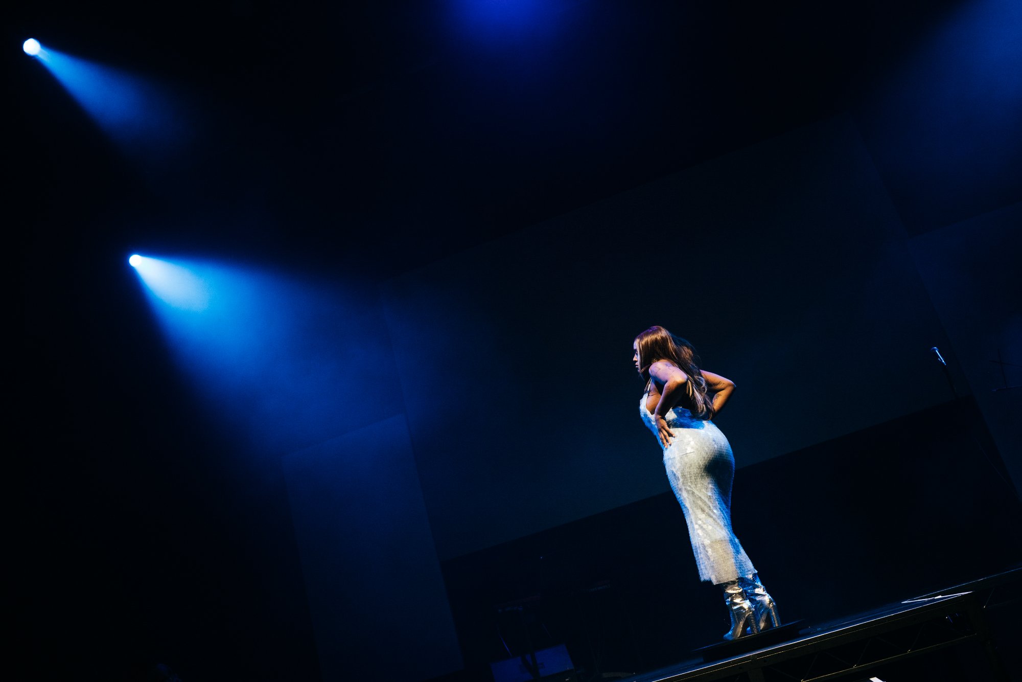 Silhouette in spotlight